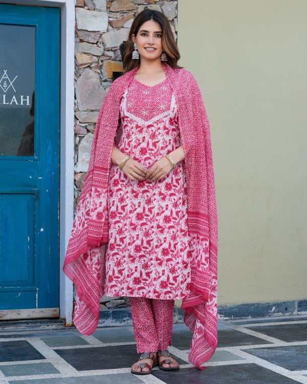 Dark Pink Floral Suit