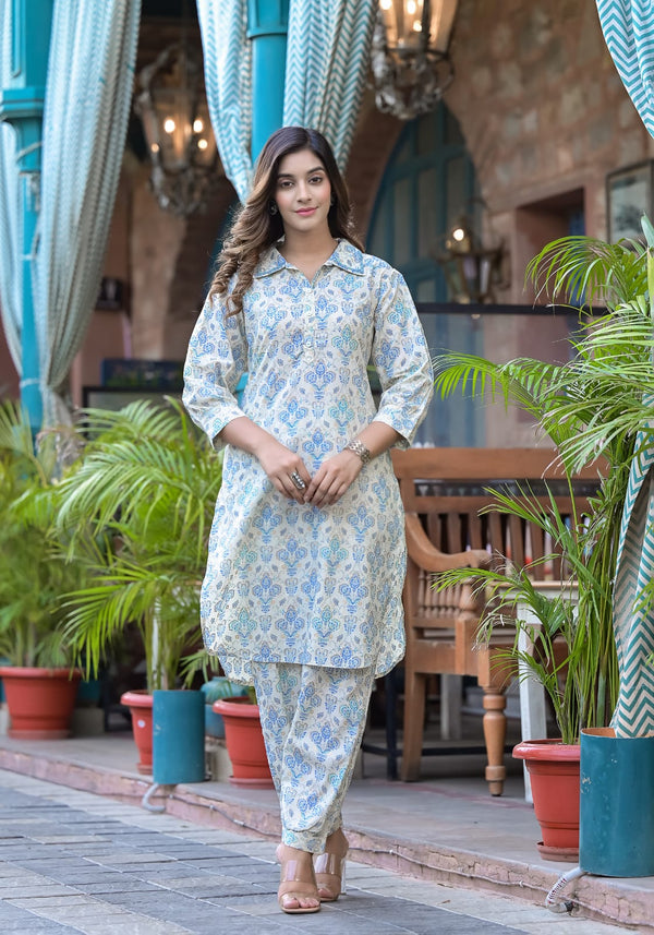 Blue Mirage – Pure Cotton Printed Co-ord Set