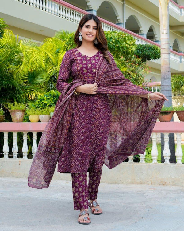 Ornate Wine Ethnic Suit