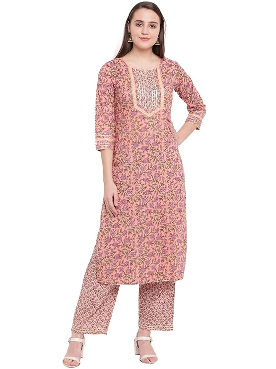 Peach Floral Printed Kurta and Pant set