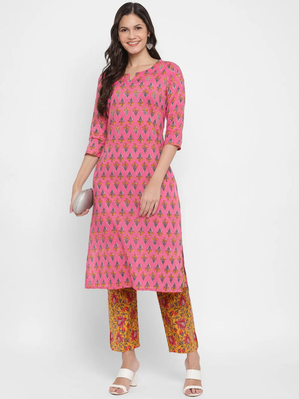 Pink Floral Printed Kurta and Pant set