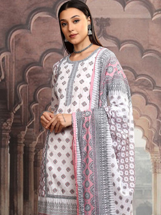 Pink Charcoal Pure Cotton Suit Set